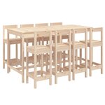 vidaXL Ensemble de bar de jardin 9 Pièces Bois de pin massif