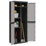 vidaXL Armoire de rangement d'extérieur gris et noir 65x37x165 cm PP