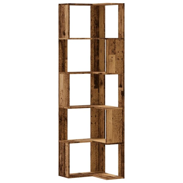 vidaXL Bibliothèque d'angle à 5 niveaux vieux bois bois d'ingénierie