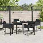 vidaXL Ensemble de jardin 5 pièces avec des coussins en rotin noir
