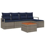 vidaXL Ensemble de canapé de jardin avec coussin 6 Pièces Gris polyrotin