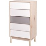 NEW SOFIA Chiffonnier - 5 tiroirs - Panneaux de particules - Chene Blanc Gris Motifs - Scandinave - L 60 x P 40 x H 110 cm