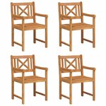 vidaXL Chaises de jardin 4 Pièces Naturel Bois d'Acacia Massif