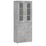vidaXL Buffet haut Gris béton 69 5x34x180 cm Bois d'ingénierie