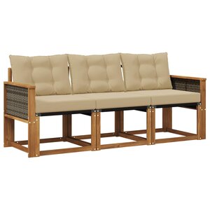 vidaXL Ensemble de canapés d'extérieur 3 Pièces Naturel et Beige