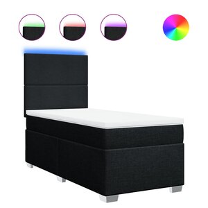 vidaXL Sommier à lattes de lit avec matelas Noir 90x200 cm Tissu