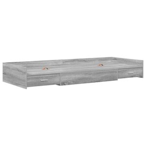 vidaXL Cadre de lit avec rangement avec tiroir Gris Sonoma 75 x 190 cm