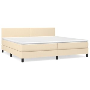 vidaXL Sommier à lattes de lit avec matelas Crème 200x200 cm Tissu