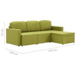 vidaXL Canapé-lit modulaire 3 places Vert Tissu