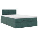 vidaXL Lit ottoman avec matelas et LED vert foncé 90x200cm velours