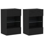 Meuble TV LED vidaXL 2 Pièces Chêne Noir 40x30x60 5 cm Bois d'ingénierie