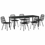 vidaXL Ensemble de salle à manger pour jardin 7 Pièces Noir