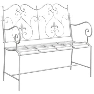 vidaXL Banc de jardin Blanc antique 104 x 54 x 93 cm Acier
