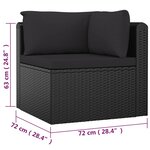 vidaXL Salon de jardin 7 Pièces avec coussins Résine tressée Noir