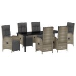 vidaXL Ensemble de salle à manger de jardin 7 pièces avec des coussins en rattan poly gris