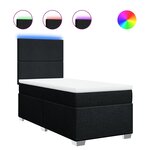 vidaXL Sommier à lattes de lit avec matelas Noir 90x200 cm Tissu