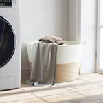 vidaXL Panier à linge beige et blanc Ø60x36 cm coton