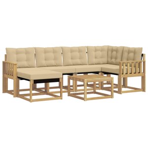 vidaXL Ensemble de canapés d'extérieur 7 pc Blanc et Beige