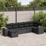 vidaXL Salon de jardin 7 Pièces avec coussins noir résine tressée