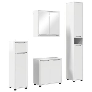 vidaXL Ensemble de mobilier de salle de bain 4 Pièces Blanc brillant