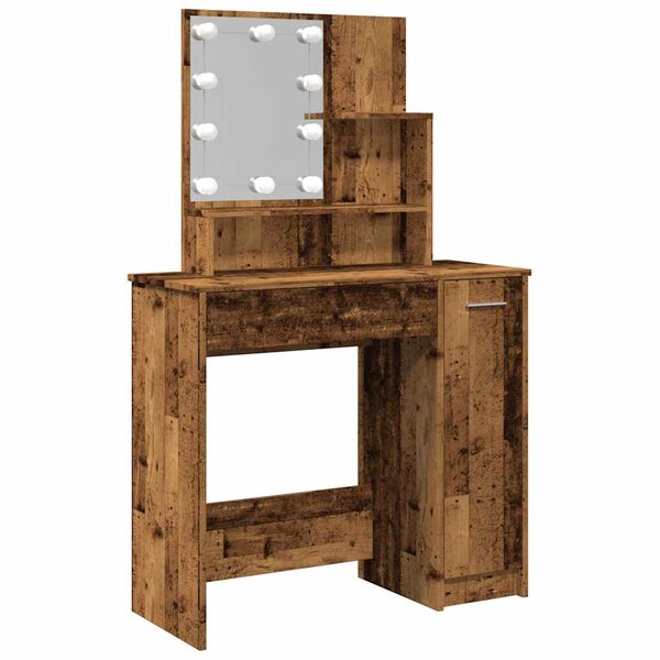 vidaXL Coiffeuse avec LED vieux bois 86 5x35x136 cm