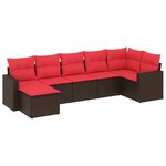 vidaXL Salon de jardin avec coussins 7 Pièces marron résine tressée