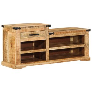 vidaXL Banc à Chaussures 110x35x50 cm Bois Massif Écorché Mangue
