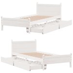 vidaXL Cadre de lit sans matelas blanc 90x190 cm bois de pin massif