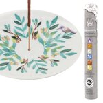 Coupelle porte-encens en porcelaine Aquarelle + encens ayurvédique