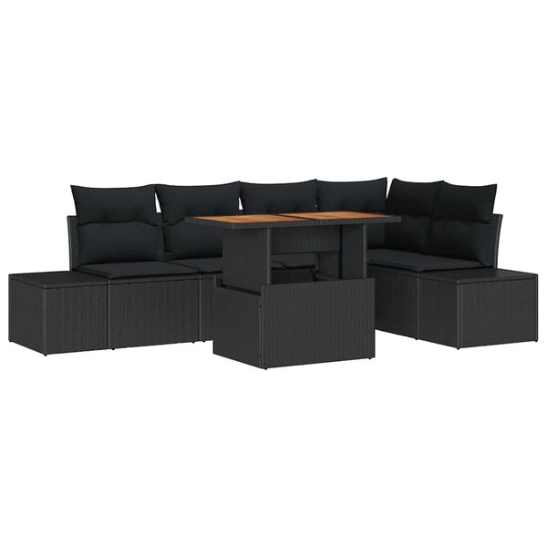 vidaXL Ensemble de salle à manger pour jardin 6 Pièces Noir et Marron