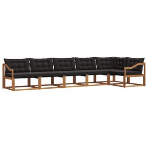 vidaXL Ensemble de canapés d'extérieur 6 Pièces Naturel et Noir