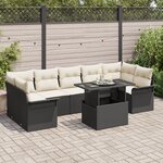 vidaXL Ensemble de 8 Canapés de Jardin avec Coussins en Poly Rotin Noir