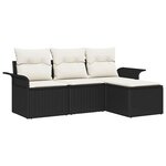 vidaXL Ensemble de canapé de jardin 4 Pièces Noir 55 x 55 x 37cm