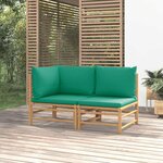 vidaXL Salon de jardin 2 Pièces avec coussins vert bambou