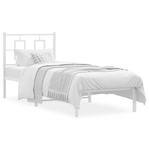 vidaXL Cadre de lit métal sans matelas avec tête de lit blanc 80x200cm