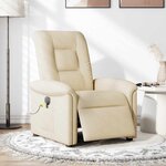vidaXL Fauteuil inclinable de massage électrique crème tissu