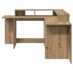 vidaXL Bureau avec lumières LED chêne artisanal bois d'ingénierie