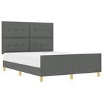 vidaXL Cadre de lit avec tête de lit Gris foncé 140 x 200 cm tissu