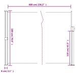 vidaXL Auvent latéral rétractable rouge 180x600 cm