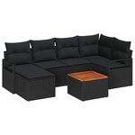 vidaXL Ensemble de canapé de jardin 7 Pièces Noir Grand