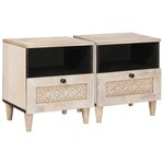 vidaXL Table de chevet avec tiroir 2 Pièces Beige 40 x 33 x 46 cm