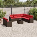 vidaXL Salon de jardin 10 Pièces avec coussins marron résine tressée