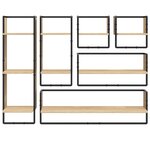 vidaXL Ensemble d'étagères murales avec barres 6 Pièces chêne sonoma