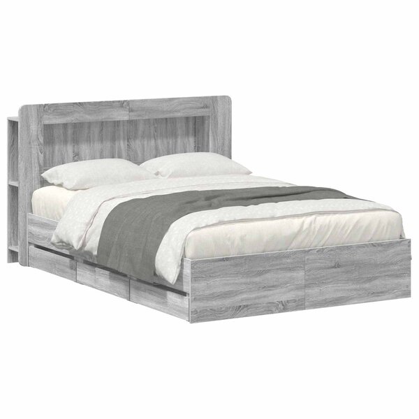 vidaXL Cadre de lit avec rangement Sonoma gris 140 x 200 cm