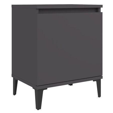 vidaXL Table de chevet avec pieds en métal Gris 40x30x50 cm