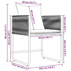 vidaXL Chaises de jardin avec coussins  4 Pièces en rotin poly noir