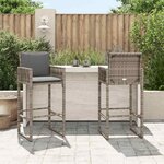 vidaXL Tabourets de bar de jardin lot de 2 gris résine tressée