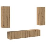 vidaXL Ensemble de meuble TV 4 pièces - Mural  Chêne brut  Bois reconstitué