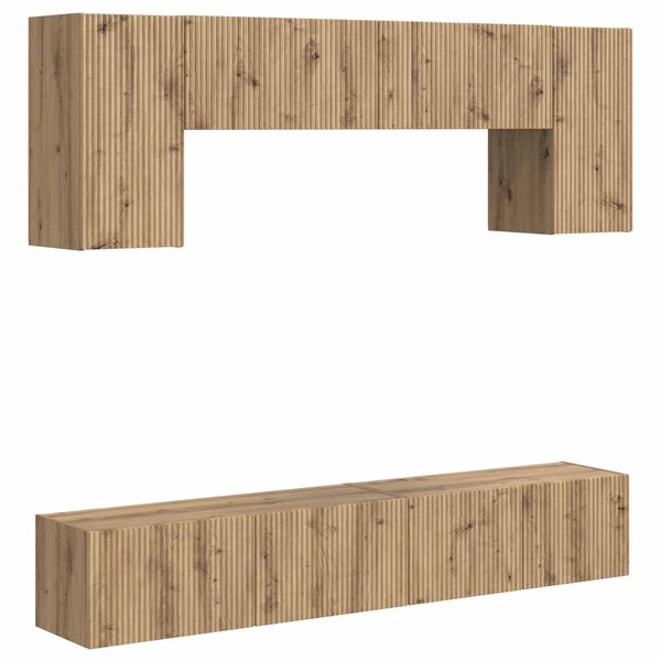 vidaXL Ensemble meuble TV 5 Pièces Chêne fumé Bois d'ingénierie