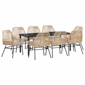 vidaXL Ensemble de salle à manger pour jardin 9 pc Marron polyrotin